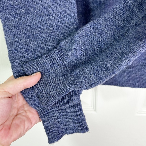 J. Crew Slim Fit Merino Wool V-Neck Elbow Patch Sweater in Blue Men’s Sz S - Picture 5 of 9